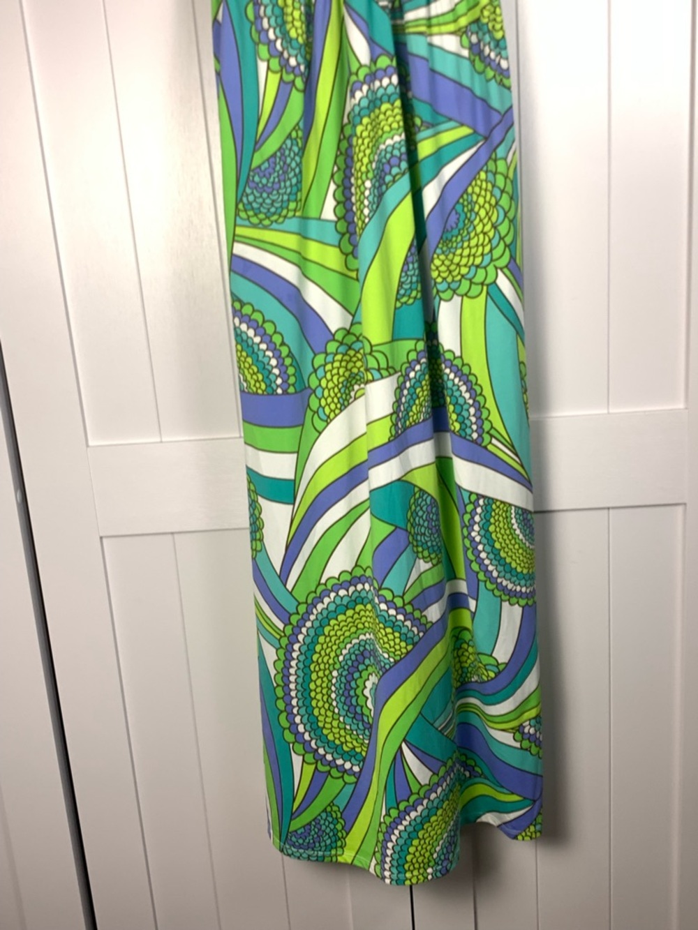 Trina Turk Maxi Dress L Racerback Plunging V Smocked Empire Resort Cover Up - Picture 9 of 16